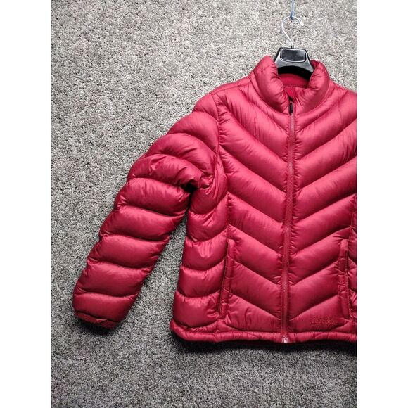 Cabela's Women's Med Reg Red Puffer 750 Filled Down Jacket Embroidered Logo - Picture 2 of 15